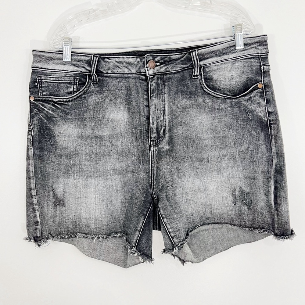 Judy Blue Gray Washed Distressed Denim Jean Shorts